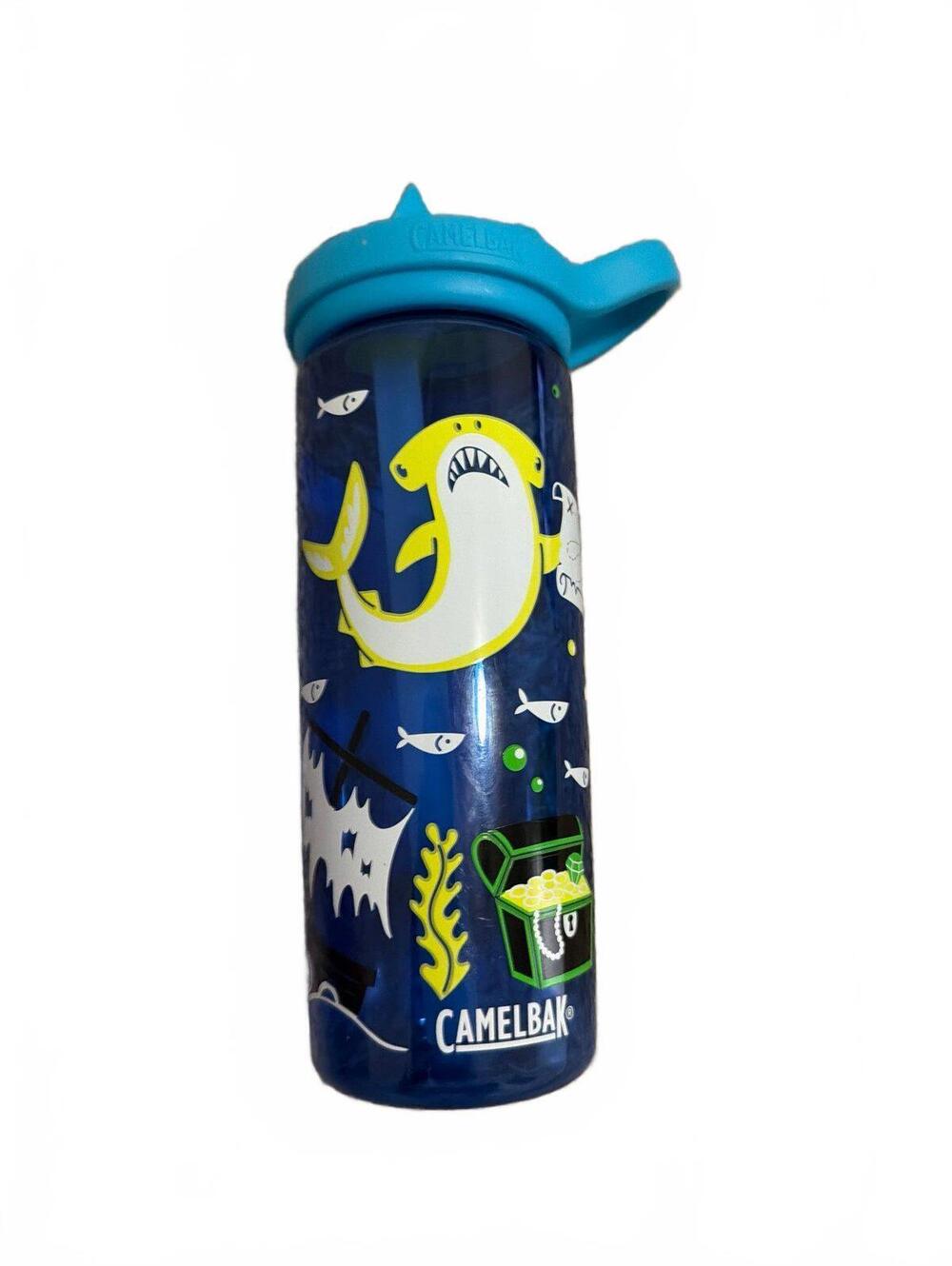 CamelBak Blue Shark Print Water Bottle - Kids Fun Leakproof